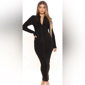 Fashion Nova Black Long Sleeve Dress